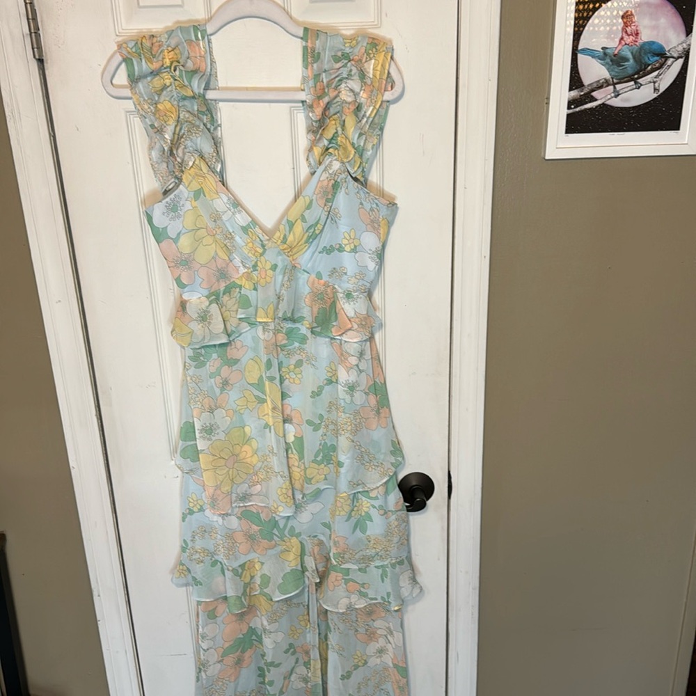 Fairy Tong London Chiffon Sheer Pastel Floral Dress Si…